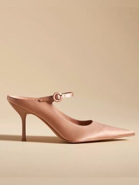 Jeffrey Campbell Tiyera Heels Silk Satin Mule Pointed Toe Size 7